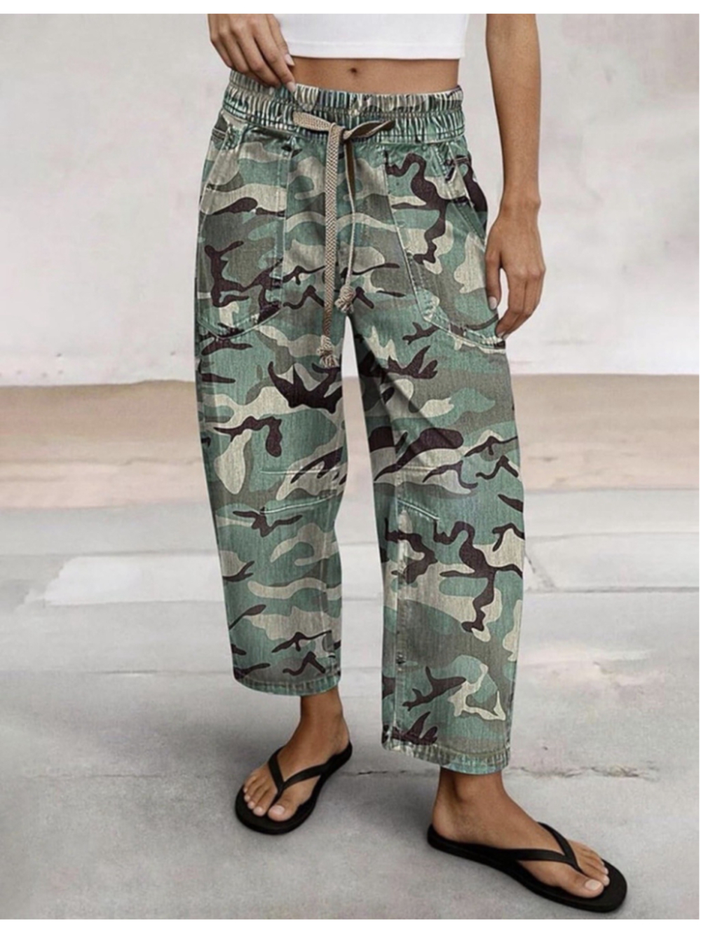 Flamingals Barrel Leg Mid Rise Jeans for Women Floral Print Casual Drawstring xs